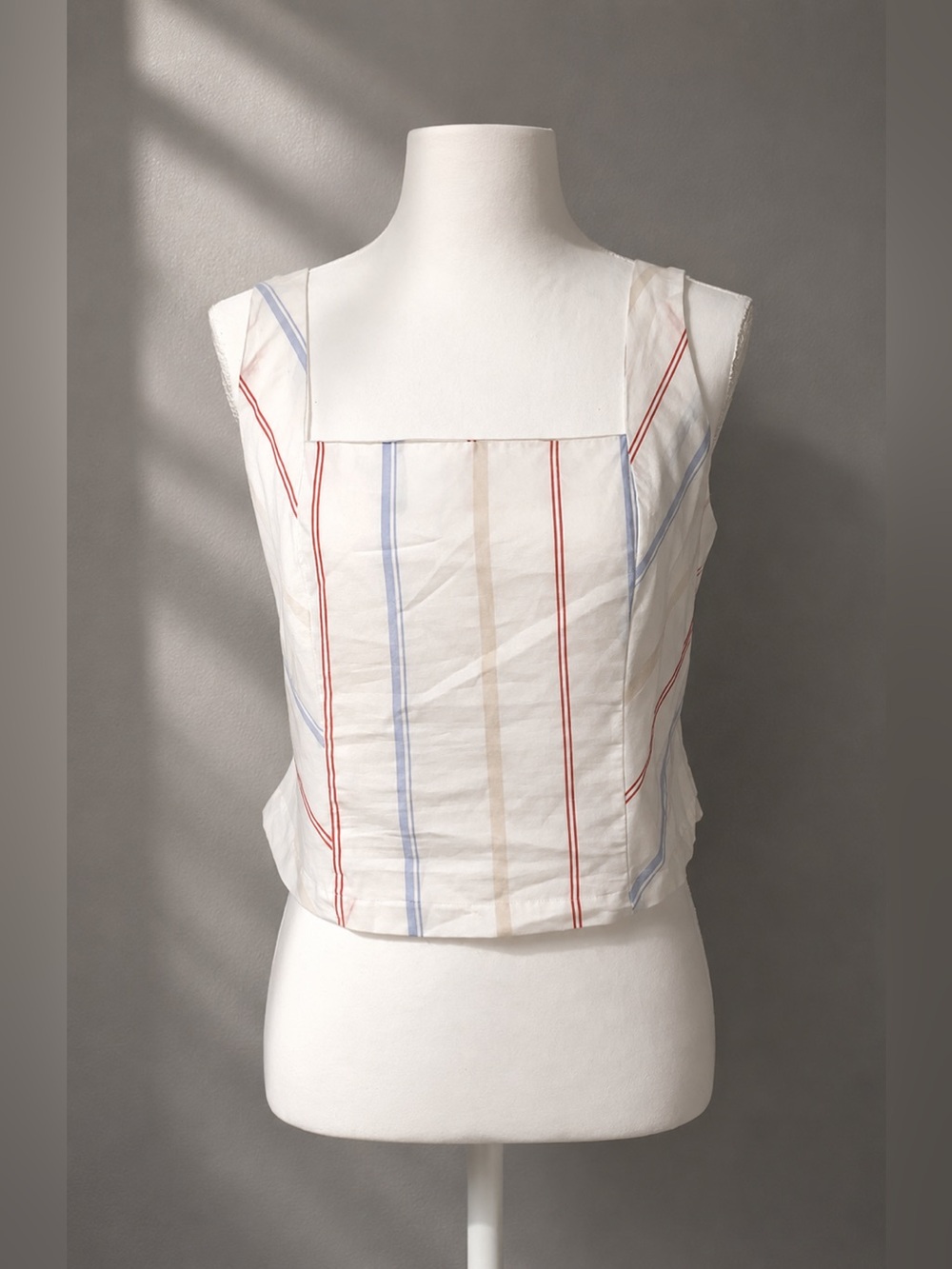 Maurices White Tank Top with Red and Blue Stripes